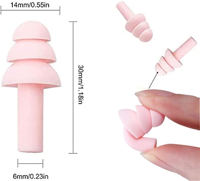 Earplugs for Sleeping Noise Cancelling Reusable Silicone Ear Plugs Suitable for Swimming Travel Snoring Airplanes Study Work Noisy Places（8Pairs）