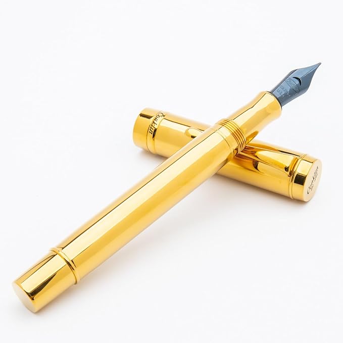 Conklin Duragraph Metal Gold Fountain Pen Medium Nib + Free 15ml Ink Bottle – Elegant Executive Gift for Writers, Professionals, Pen Collectors