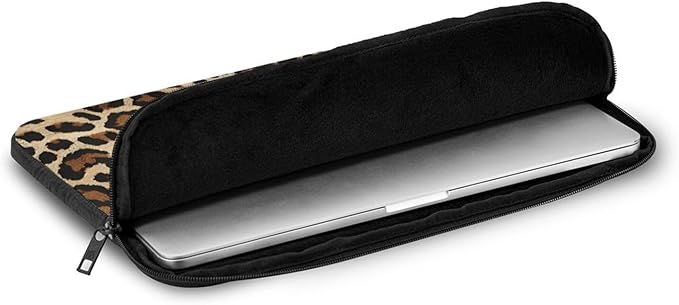 Brown Leopard Print Laptop Sleeve 12 inch, Slim Laptop Bag Case with Zipper, Portable Tablet Computer Carrying Case for Men Women