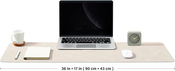 Distressed Leather Desk Mat - Non-Slip PU Desk Pad for Office and Home - Desk Organization and Accessories - Ideal for Large Mouse Pad and Desk Mats on Top of Desks(Sandstone,36"x 17")