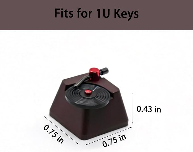Artisan Keycaps, Vinyl Record Player Custom Cover Caps for MX Mechanical Keyboard, Movable Turntable Tonearm Records Resin Handmade 1U Replacement for Esc Del Arrow Key (Brown and Black)