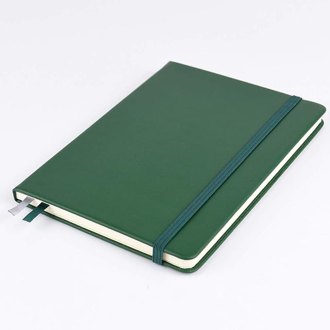 Guissi Classic Dotted Grid Bullet Notebook Journal Dot Hard Cover A5 Premium 80gsm Thick Acid-Free Paper with Fine Inner Pocket Faux Leather Office School Supplies 144 Pages Designed in Florence