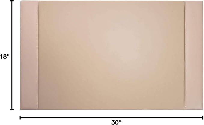Dacasso Bonded Pad with Side Rails Luxury Leather Desk Blotter for Writing, 30 x 18 (White Latte)