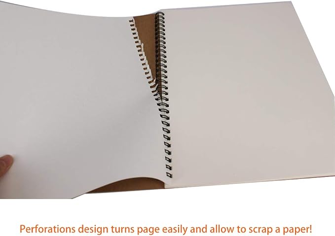 zmybcpack 3 Pack Spiral Journal Notebook Blank Sketch Notebooks for Travelers, College Students, Subject Notebooks Planner - 8 x 10.5 inch, 60 Unlined Perforated Sheets/120 Pages