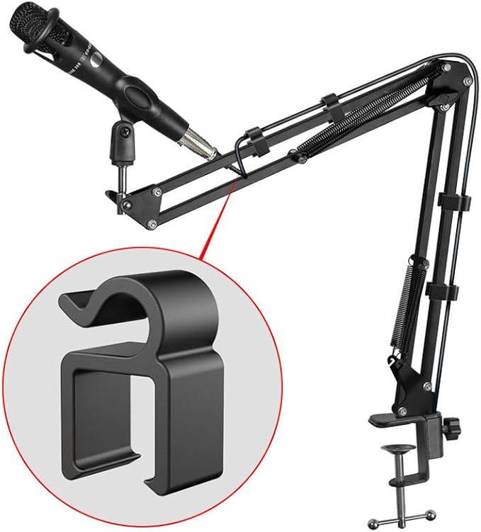 20 Pack Mic Cable Clips Microphone Cable Clip Mic Boompole Clips Wire Holder Organizer for Wired Microphone Arm Stand Vocal Dynamic Microphones Suspension Boom Scissor Mic Stand Desk Stand