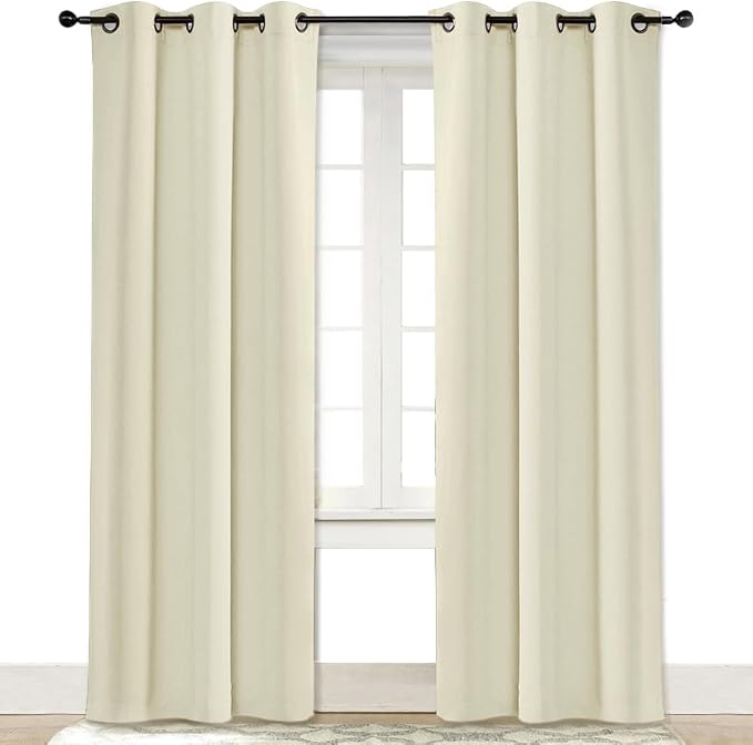 NICETOWN Curtain Blackout Drape Panel, Single Panel, 34 x 84 inch, Beige, 3 Pass Microfiber Noise Reducing Thermal Insulated Window Drapery with Grommet
