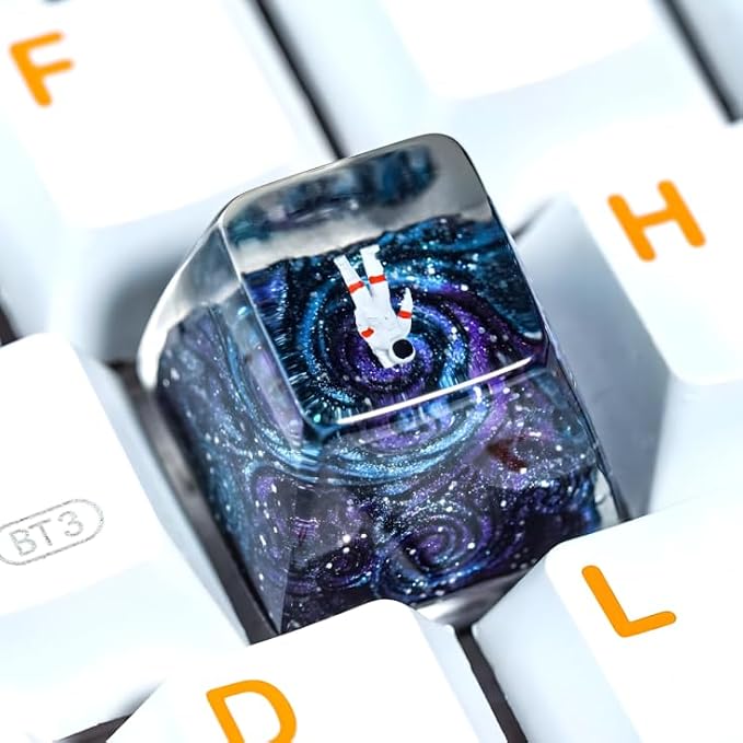 Galaxy Astronaut Artisan Keycap - 1U ESC, R1 SA Profile Custom Handmade Resin Cherry MX Switch Key Cap Mechanical Keyboard, Cool Tech Gifts for Men, Dad, Father, Gamer, Space Lover