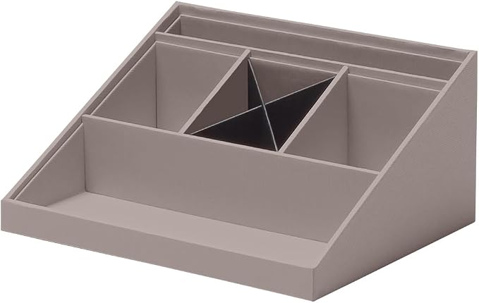 Rössler SOHO desk organiser | Multifunctional desk accessory with 6 compartments | Ideal as an office organiser, pen holder or filing system | Space-saving & hand-glued | Colour: Taupe