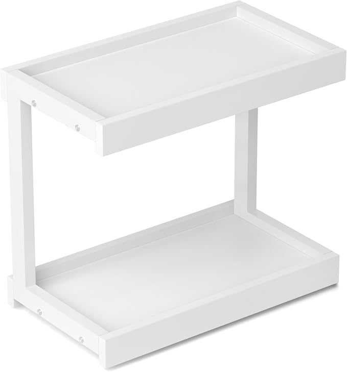 MARTY Counter Shelf Organizer, Large Spice Rack for Countertop, White | 2 Tier Serving Tray, 15.75"x8.9"x14.4" Large Display Stand, Coffee Bar/Station Organizer for Mugs Cups, for Kitchen Pantry