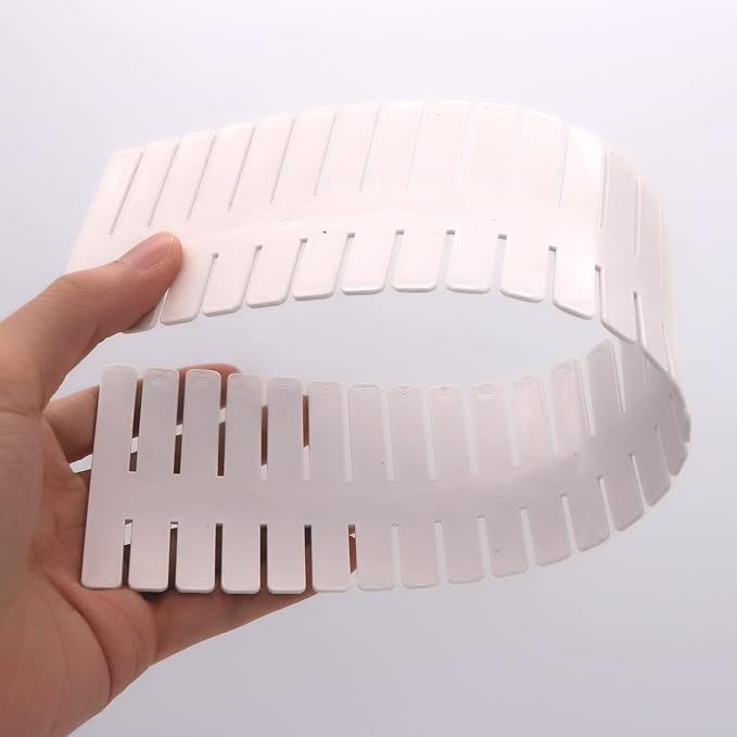 24Pcs Adjustable Drawer Dividers - 14.5Inch Plastic Storage Dividers - White DIY Grid Organizer for Socks, Underwear, Makeup, Clothes