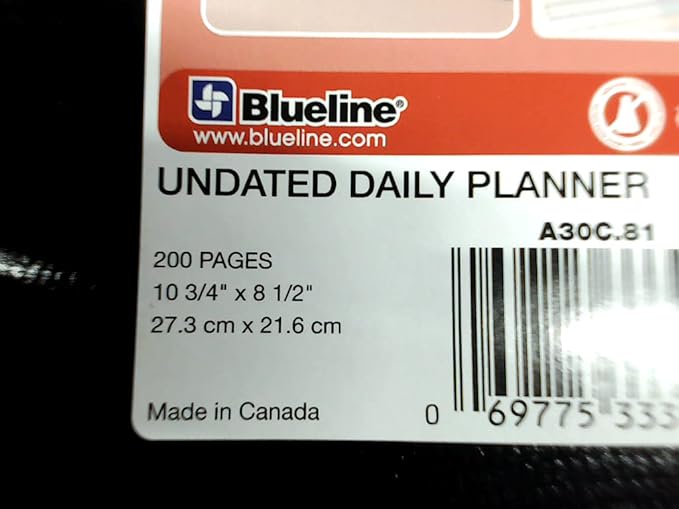 NotePro Undated Daily Planner, Black, 200 Pages,10 3/4 x 8-1/2 Inches (Pack of 5)