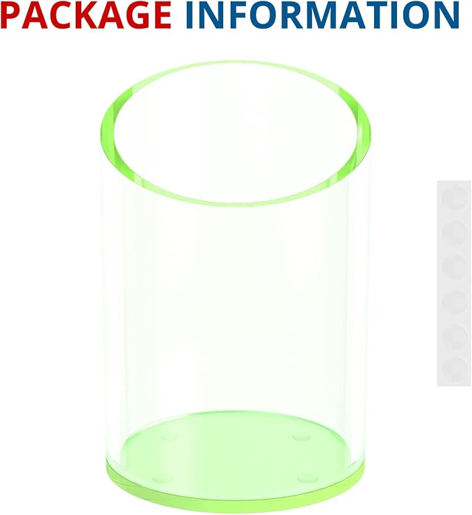 KOTEMON Pen Holder for Desk Organizer, Acrylic Makeup Brush Organizer Sanitizer Holder Pen and Pencil Holder for Office, Home, School, Neon Green