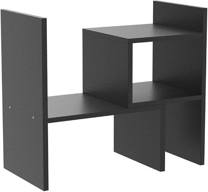 Jerry & Maggie Adjustable Rotatable Wood Desktop Display Shelf Black | Wooden Desk Organizer, Cute Dorm & Cubicle Decor. Stores Makeup & Mini Plants, Space-Saving Storage for Small College Rooms