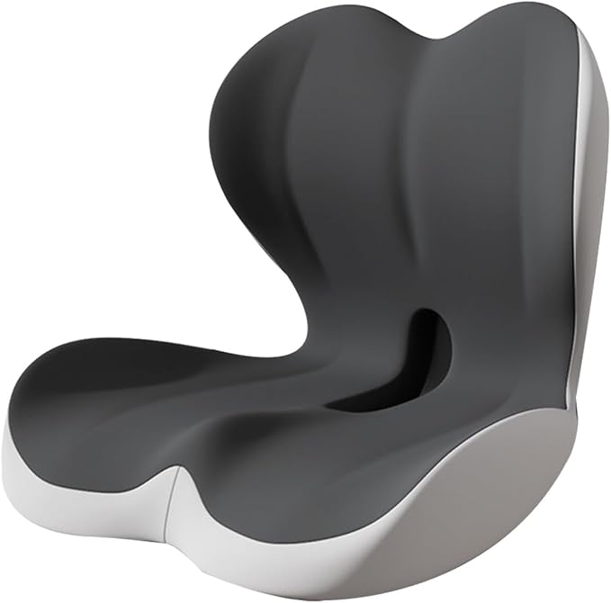 Ergonomic Memory Foam Seat Cushion for Tailbone Pain Relief, Suitable for Office Home Chair, Car and Wheelchair (Dark Black & Gray)