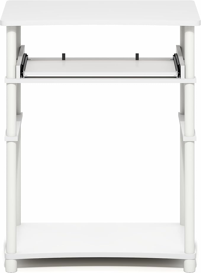 Furinno Home Desk, 23.6 Wide Gaming Desk with Keyboard Tray, Open Shelf Laptop Notebook Computer Desk, Office Desk for Home Office, Study Room, Dorm, Bedroom, White