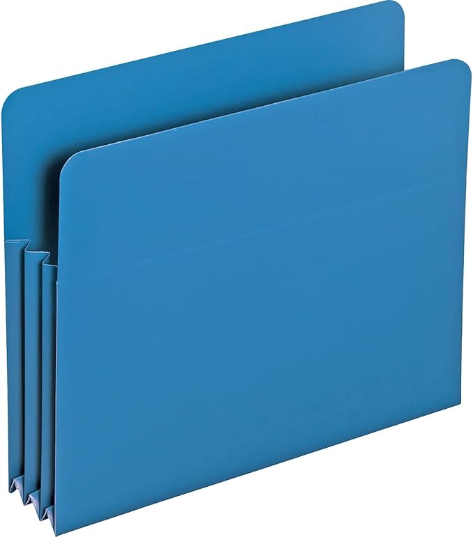Smead Poly File Pocket, Straight-Cut Tab, 3-1/2" Expansion, Letter Size, Blue, 4 per Box (73503)