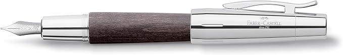 Faber-Castell e-motion Fountain Pen, Wood and Chrome Black - Broad