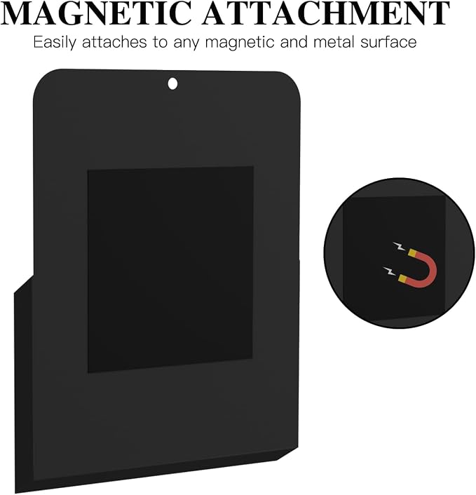 MoKo Magnetic File Holder, A4 Large Size Refrigerator Storage Organizer Magnet Pencil Cups Marker Paper Letter Pen Holder Stationery Supplies for Classroom Office Home, 2 Pack, Black