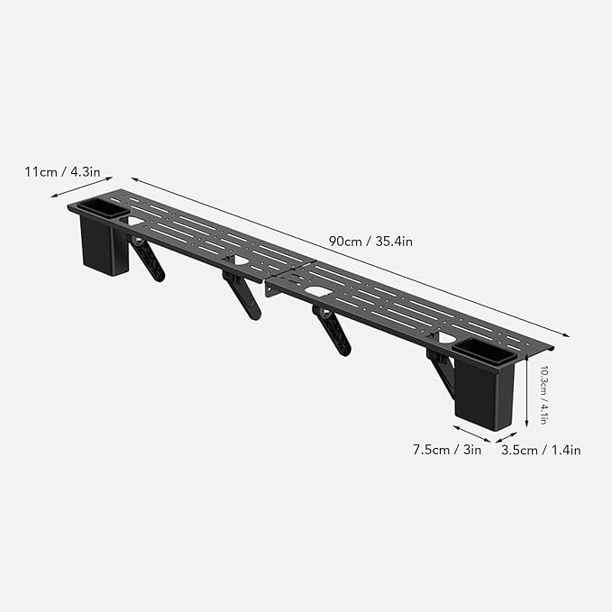 TV Top Shelf Adjustable Monitor Floating Shelf with 2 Storage Boxes Computer Monitor Shelf Hollow Design for Space Saving