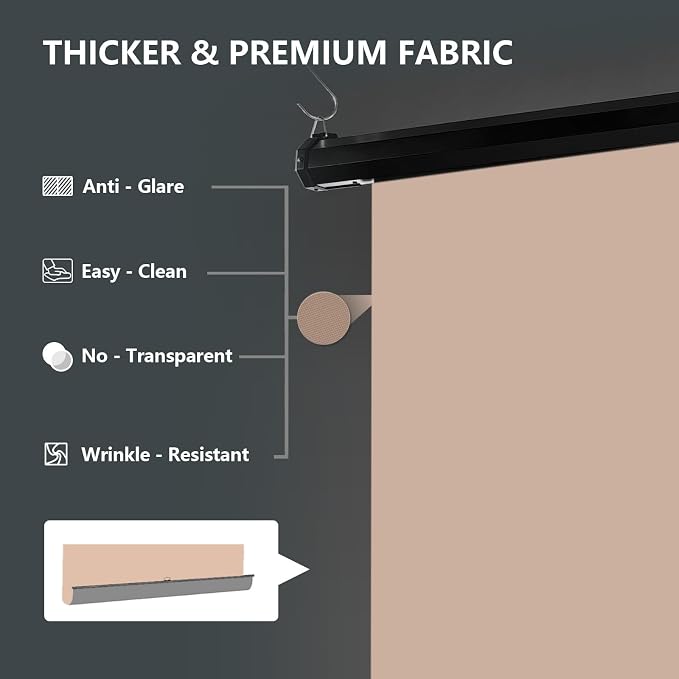 RAUBAY Motorized Pull Down Beige Screen - 78.7" x 86.6" Collapsible Wall-Mount Background for Professional Video Production, Chroma Key Backdrop for YouTube, TikTok, Streaming, Video Conferencing