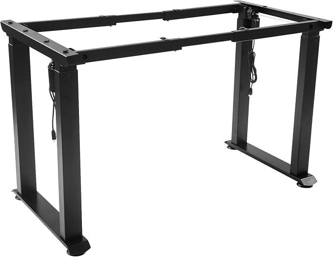 4-Leg Standing Desk Frame with Dual Motor, Electric Adjustable Legs for Max 63'' x 22.83'' Desktop, Heavy Duty 220 lbs Load, 4 Memory Height Settings Stand up Desks Base, Black Frame Only