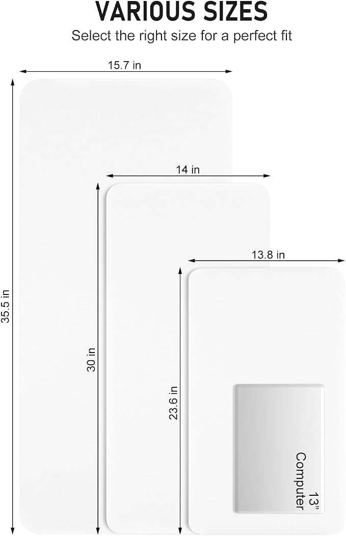 Desk Pad, 23.6" x 13.8" PU Leather Non-Slip Desk Mat Large Mouse Pad for Desktop, Waterproof Laptop Computer Writing Mat for Office, Home, Work, Gaming, White