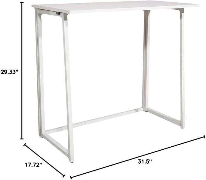 Folding Desk, Small Foldable Desk 31.5" for Small Spaces, Space Saving Computer Table Writing Workstation for Home Office, Easy Assembly (White)