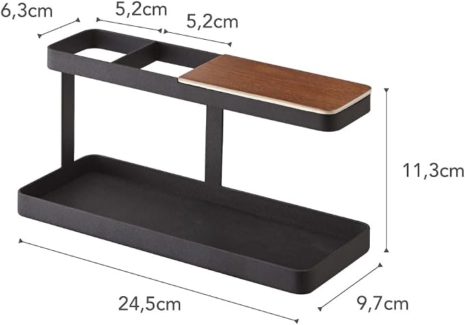 YAMAZAKI Home Tower Desk Bar - Wood & Steel Organizer - Steel