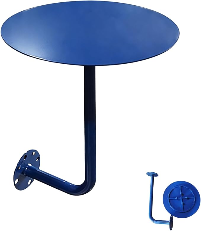 Round Coffee Table for Indoor/Outdoor, Wall Mounted Counter Height Bistro Pub Table, Modern Wall Dining Desk L-Type BistroTray with Metal Leg(Blue,35cm/13.7inch)