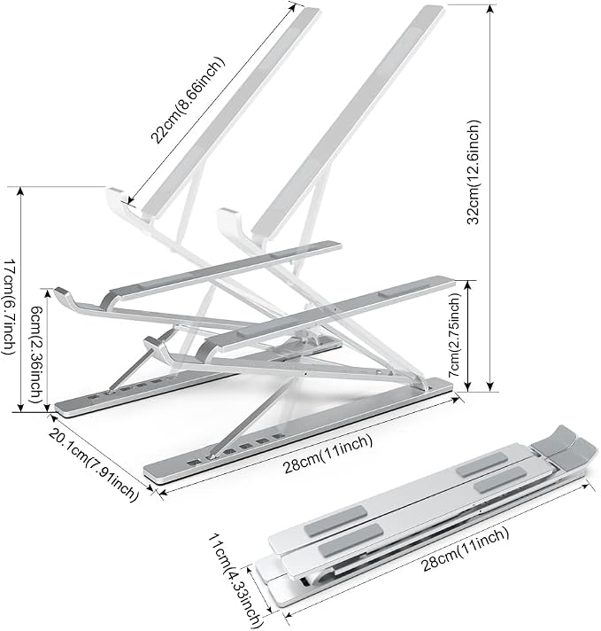 Laptop Stand Adjustable Portable Aluminum for 10" - 17" Laptop Tablet