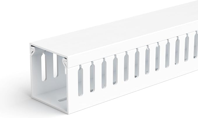 2" H x 2" W Cable Raceway, 33in Under Desk Wire Management Channel, White | Slotted Wire Duct, 2Pack, 16.5in Each, Heavy-Duty PVC Cable Management for Server Racks, Network Cables & Electrical Cabinets