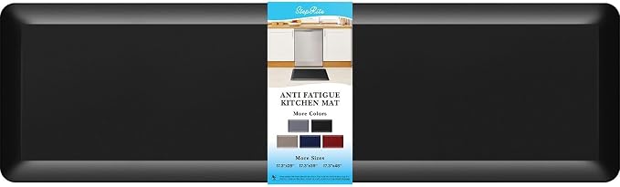 4/5 Inch Thick Kitchen Mat Anti Fatigue Mat Kitchen Rugs Kitchen Decor Non-Slip, Stain & Water Resistant, Kitchen Mats Desk Mat for Kitchen, Office, Workshop, Black, 17'' x 60''