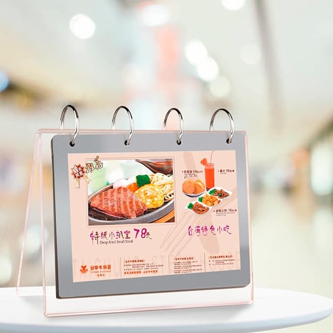 Acrylic Calendar Organizer Photo Sign Menu Stands Desk Tabletop Flip Album with PVC Pocket Display Newly Calendar Photo,4x6inch, 7 Pockets-14 Sides, Clear