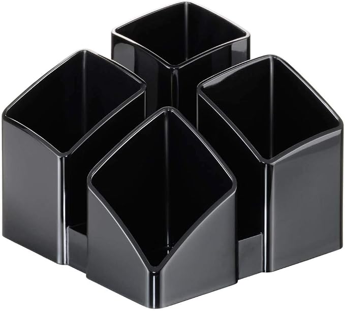 HAN Scala Desk Tidy. Meets Function: Elegant, Glossy Black with 4 Compartments and Card Holder
