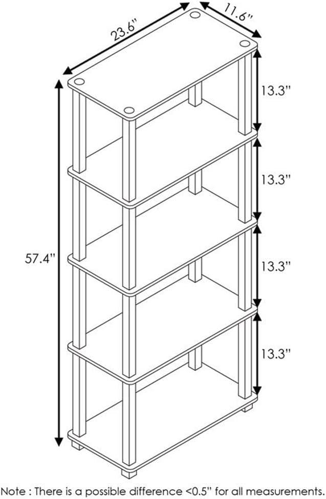 Furinno Turn-N-Tube 5-Tier Multipurpose Shelf / Display Rack / Storage Shelf / Bookshelf, Square Tubes, Pink/White
