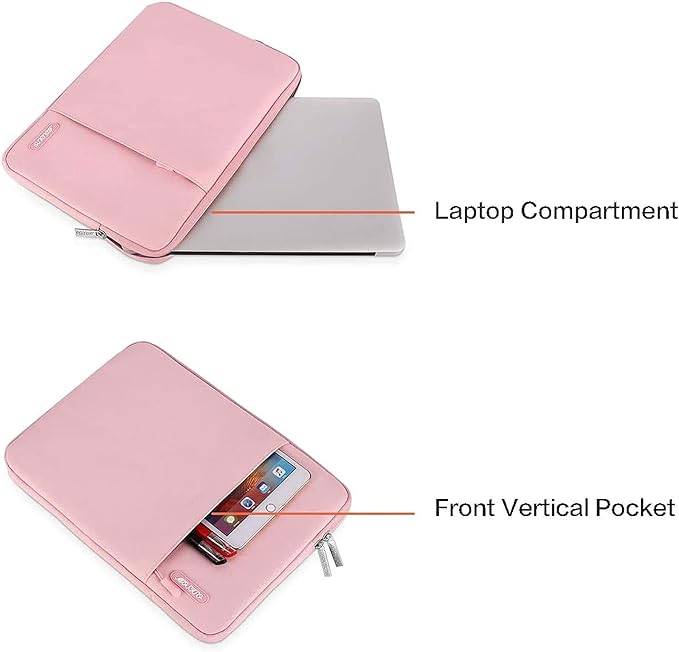 MOSISO Laptop Case 13 inch, Laptop Sleeve Compatible with MacBook Neo/Air/Pro 13 inch with A18/M5/M4/M3/M2/M1 Chip 2026-2016, Polyester Vertical Computer Sleeve Bag with Pocket, Pink
