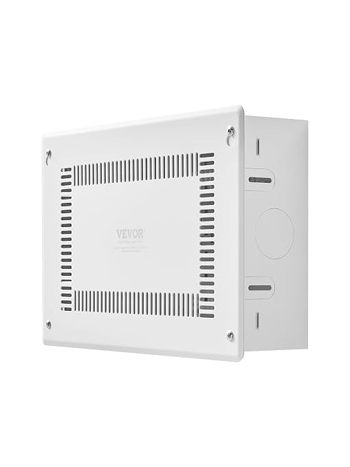 VEVOR Structured Media Enclosure, 9-Inch, Recessed in-Wall Media Box with Cover, Wall-Mount Cable Management Box Kit, Structured Wiring Multi-Media Cabinet, Cold-Rolled Steel, for TV Home Theater