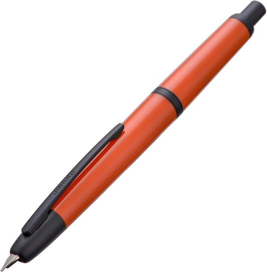 Jinhao 20 Press Fountain Pen, Orange Red Retractable Fine Nib with Ink Converter Set (Black Clip)