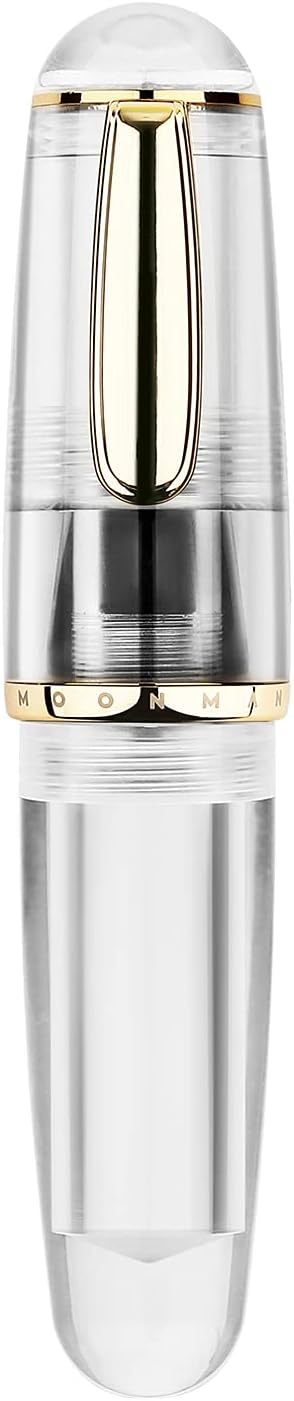 Lanxivi Majohn Q1 Mini Fountain Pen Extra Fine Nib Transparent Eyedropper Filling, Short Resin Pocket Pen Large Capacity
