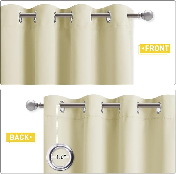 NICETOWN Sound Barrier 100% Blackout Divider Curtains 84", Noise, Heat and Cold Blocking Drapes with Felt Fabric Lining for Noise Reducing/Nursery/Daytime Sleep/Bedroom (Beige, 2 PCs, 52" Wide)