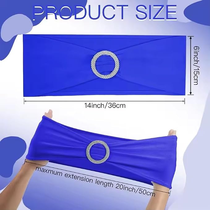 Tvoip 10PCS Chair Cover Stretch Band with Buckle Slider Sashes Bow Wedding Banquet Chair Decoration (Royal Blue)
