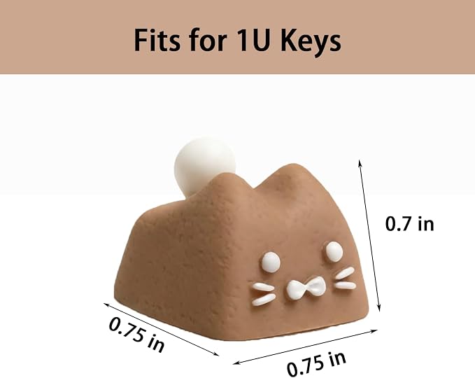 Artisan Keycaps, Cute Cat Custom Key Caps for MX Mechanical Keyboard, Resin Handmade 1U Replacement for Esc Arrow Keys (Coffee cat)