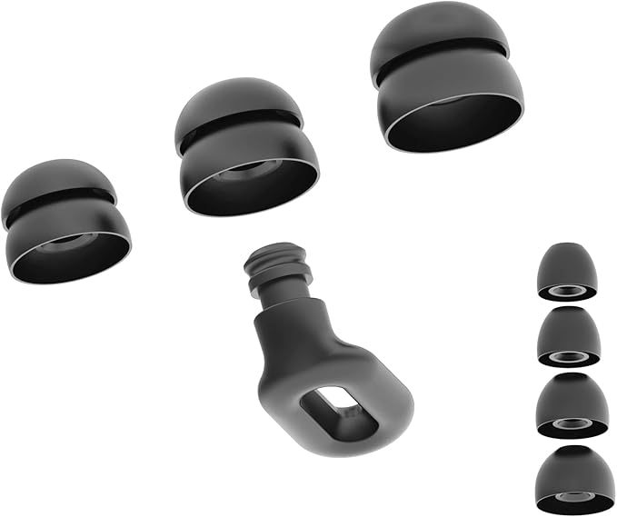Focus Plus Earplugs with Double Tips – Reusable Silicone Ear Plugs for Sleep, Focus, Travel, Misophonia, 23 dB Noise Reduction + 5 dB with Double Tips (Black, Pack of 1)