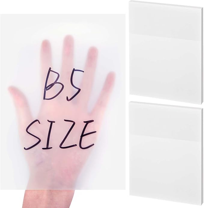 Gueevin 100 Sheets 6.8 x 9.8 Inch Transparent Sticky Notes, Extra Large Clear Self Sticky Notes, 2 Pads Waterproof Jumbo Translucent Paper, Office Supply(Blank Style)