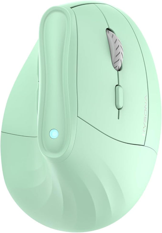 KYSONA Ergonomic Mouse Wireless, Bluetooth Vertical Mouse, 5-Level Adjustable DPI, 2.4G Silent Switch Mice for Windows, MacOS, IPadOS, Laptop, PC, Green