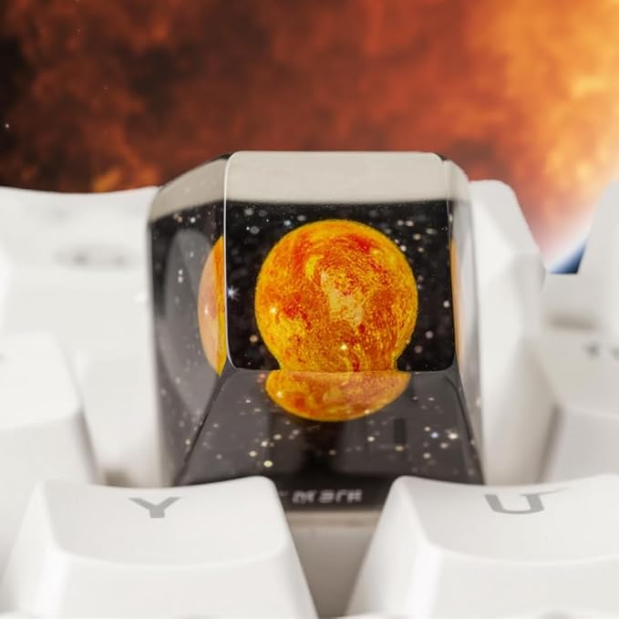 Mars Planet Artisan Keycap Solar System - 1U ESC, R1 SA Profile Custom Handmade Resin Cherry MX Switch Key Cap Mechanical Keyboard, Cool Tech Gifts for Men, Dad, Father, Gamer, Space Lover