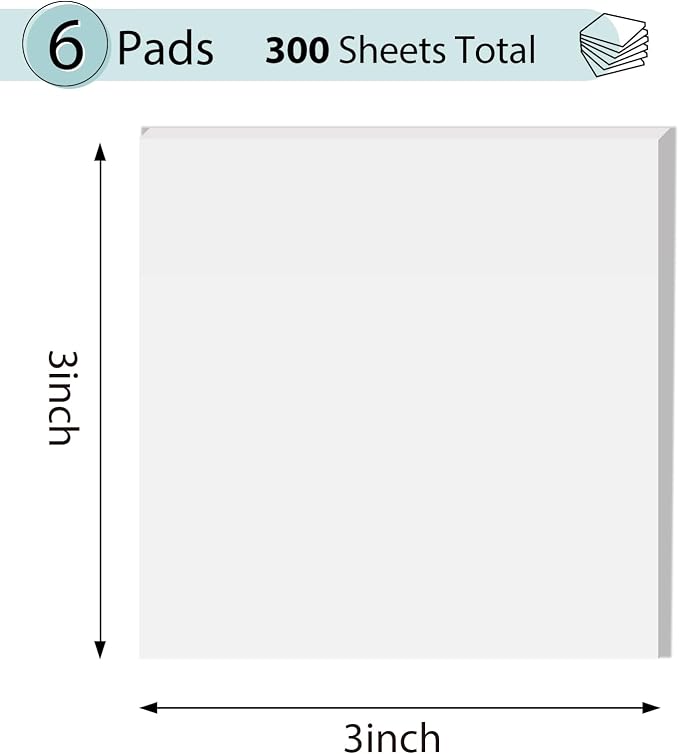 Transparent Sticky Notes - 3x3 inch Clear, Waterproof Translucent Notes for Annotation - 300 Sheets
