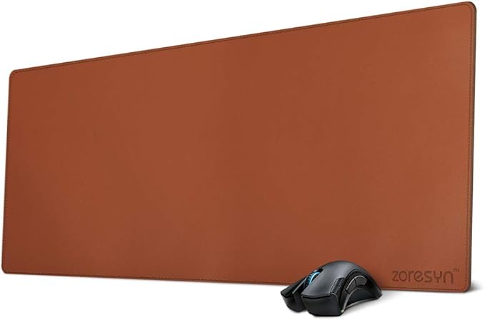 ZORESYN Large Desk Mat 35.4" x 15.8", PU Leather Desk Pad, Waterproof Mouse Pad & Writing Mat for Office, Home & Gaming (Brown)