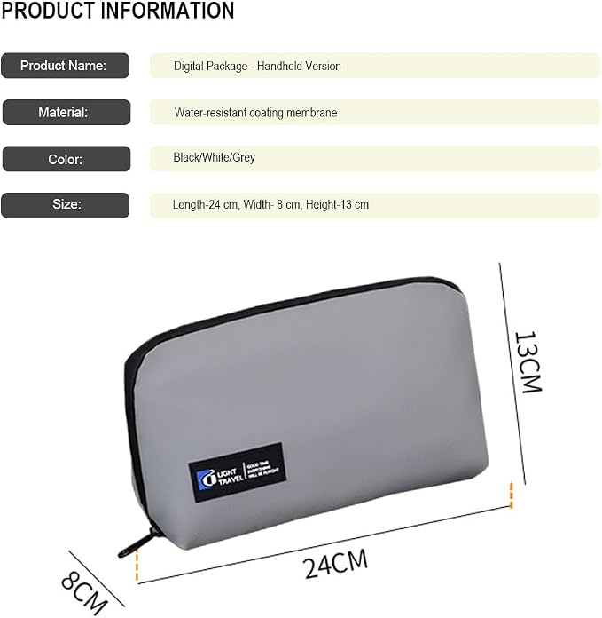 Electronics Organizer Bag, Travel Digital Storage Pouch for Cable, Cord, Earphone, USB Flash Drive, Power Bank, Hard Drive, Portable Tech Travel Case with Multi-Compartment (Grey)