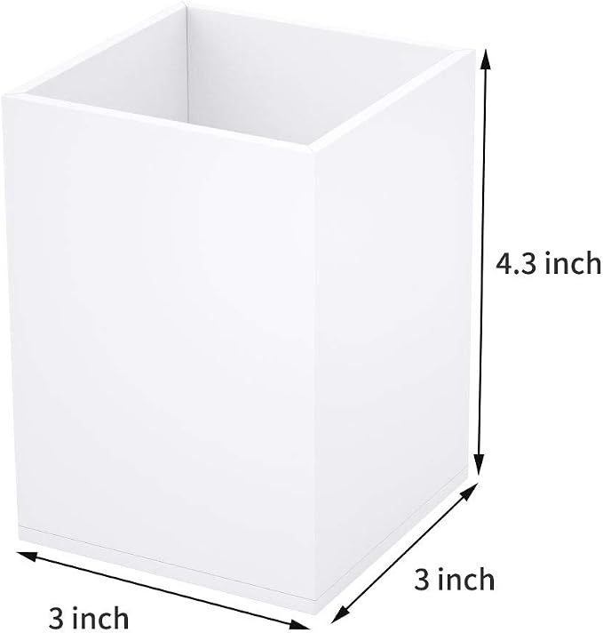 NIUBEE White Acrylic Pen Holder 4 Pack, Desktop Pencil Cup Stationery Organizer for Office Desk Accessory